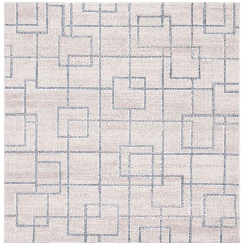 Blair Geometric Gray Synthetic Washable Area Rug