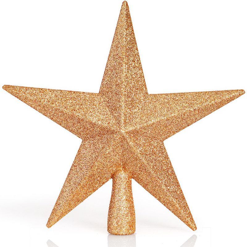 Champagne Glitter Plastic Star Christmas Tree Topper