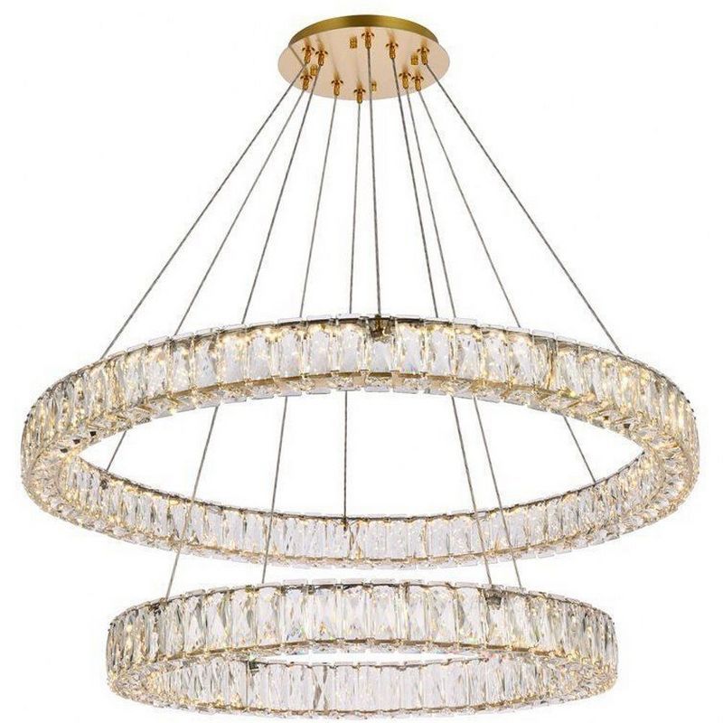 Elegant Monroe Gold LED Chandelier with Clear Royal Cut Crystals