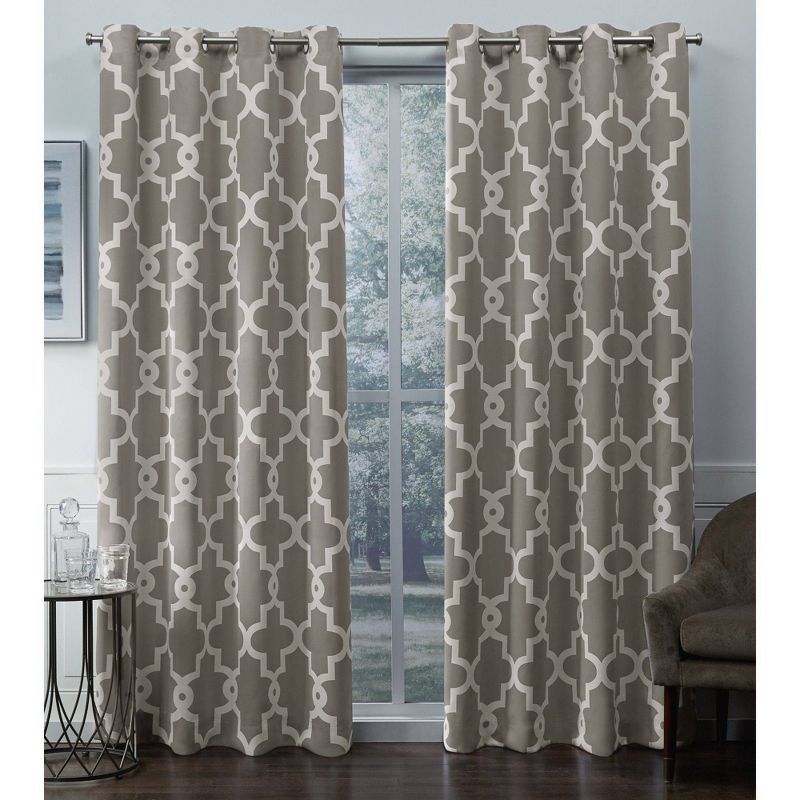 Set of 2 Ironwork Sateen Woven Room Darkening Window Curtain Panels - Exclusive Home