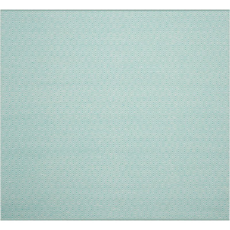 Coastal Breeze Blue/Ivory Cotton 6' Square Handwoven Area Rug