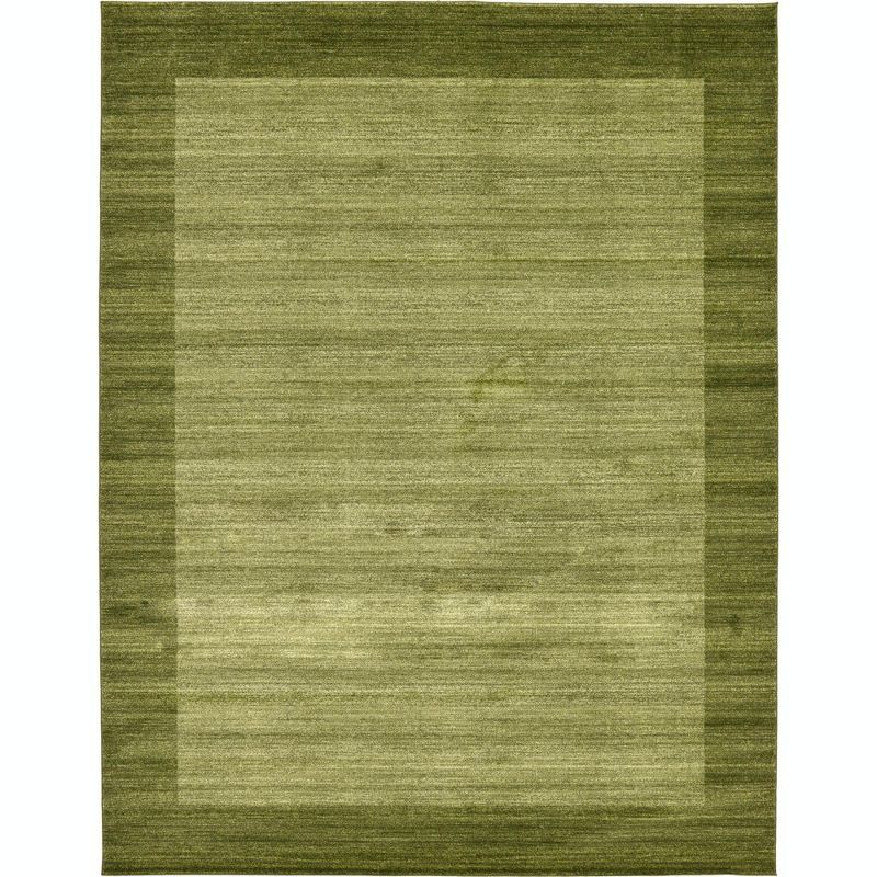 Reversible Easy-Care Light Green Synthetic Rectangular Rug