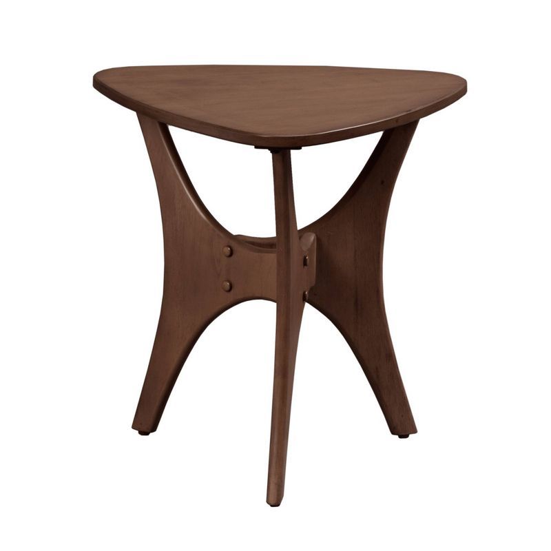 Blaze Triangular Pecan Birch Wood Accent Table