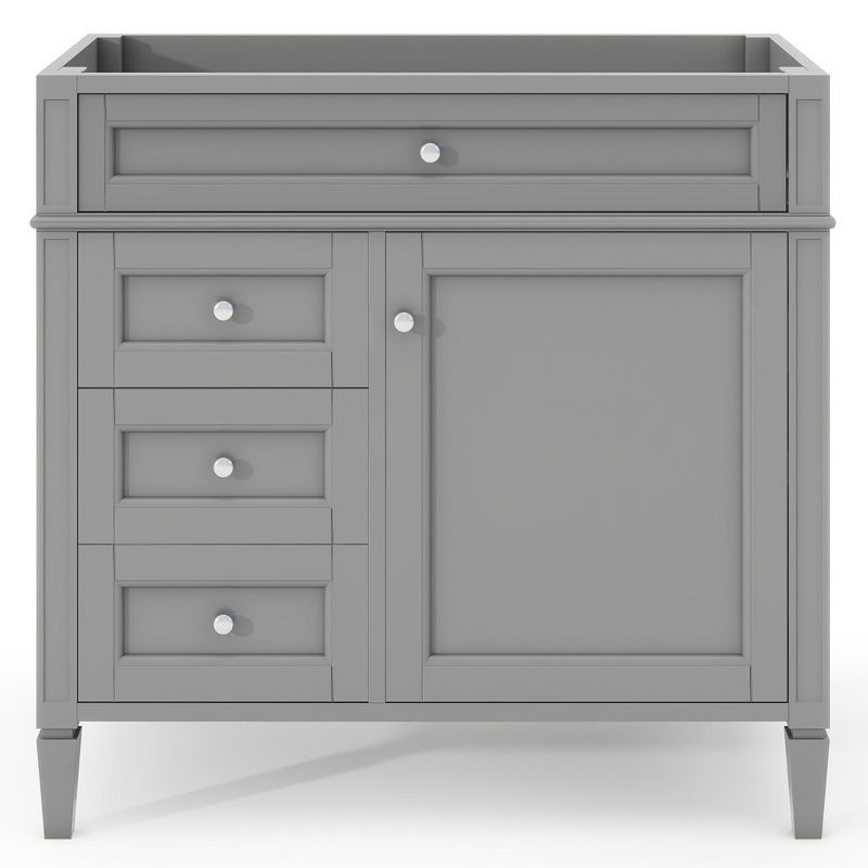 Gray Solid Wood Freestanding Bathroom Vanity with Drawers