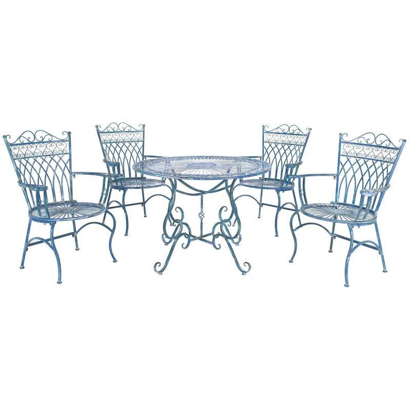 Thessaly 5-Piece Antique Blue Iron Outdoor Dining Set