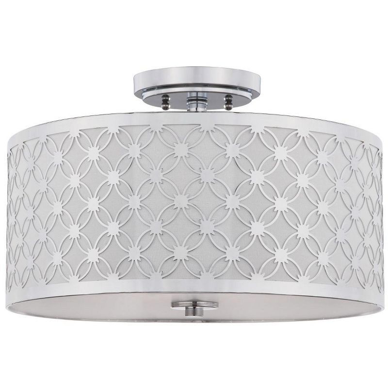 Retro Chic 16" Chrome Drum Flush Mount Ceiling Lamp