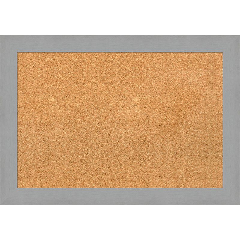 Brushed Nickel Framed Natural Cork Bulletin Board 24x16