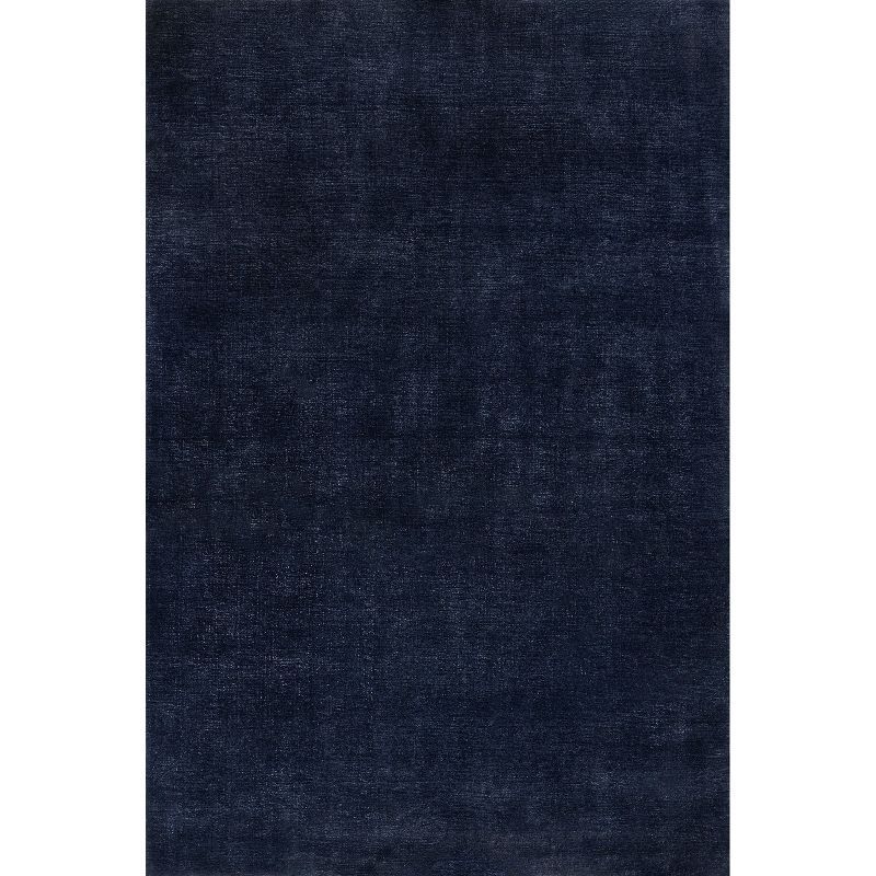 Midnight Blue Wool-Blend Handmade Rectangular Rug, 3' x 5'