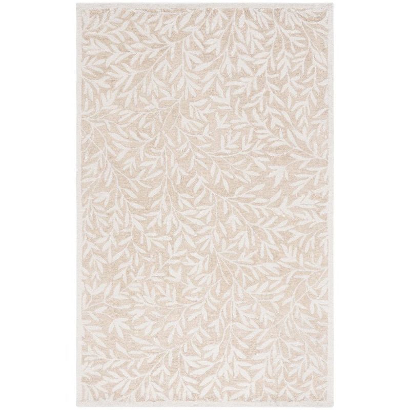 Beige and Ivory Floral Hand-Tufted Wool Area Rug, 3' x 5'