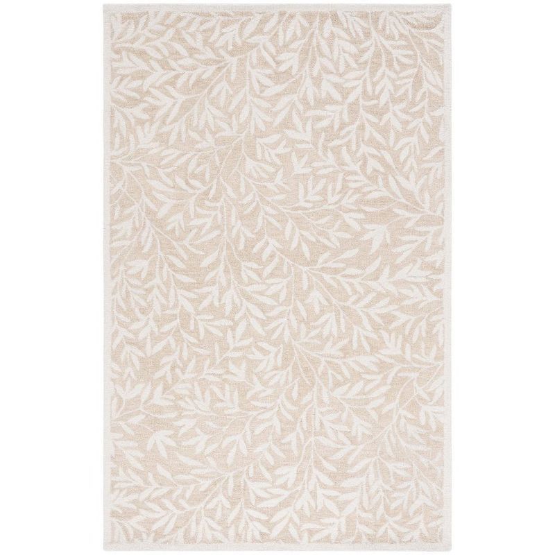 Ivory Floral Handmade Wool Tufted Square Area Rug