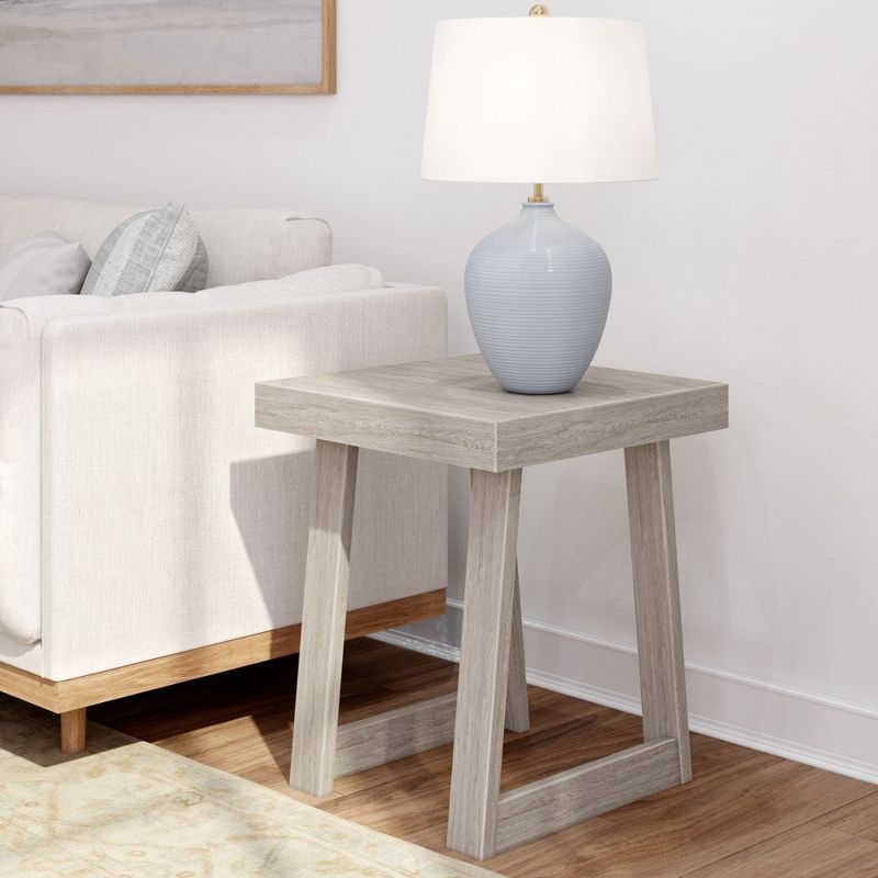Seashell Wirebrush Solid Pine Wood Square Side Table