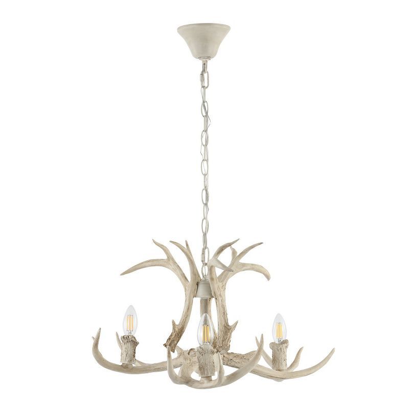 Rustic Farmhouse Antique White Antler Chandelier