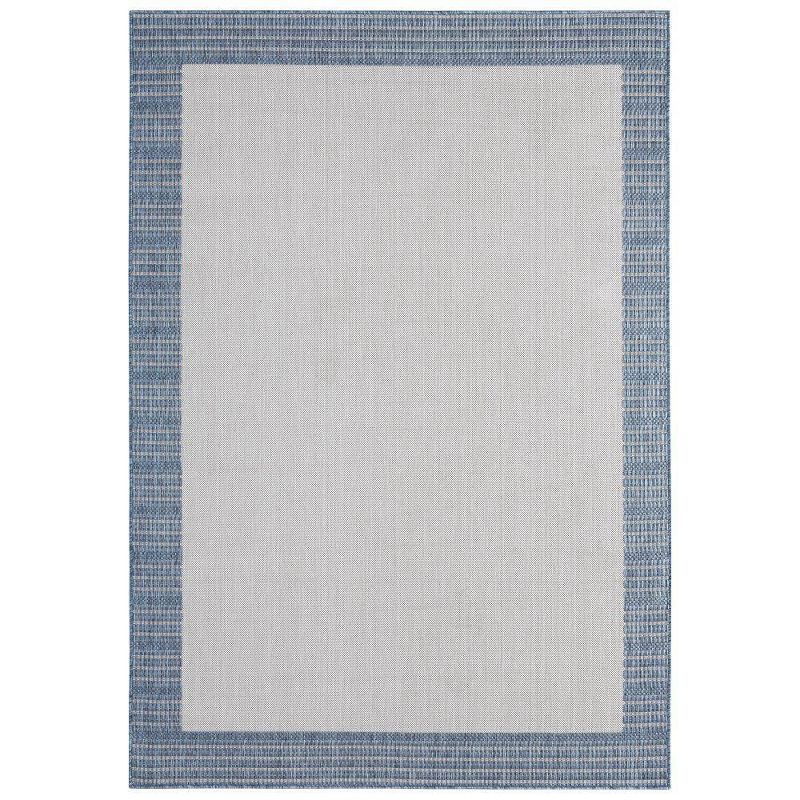 5'2" x 7'2" Gray and Blue Synthetic Indoor/Outdoor Rug