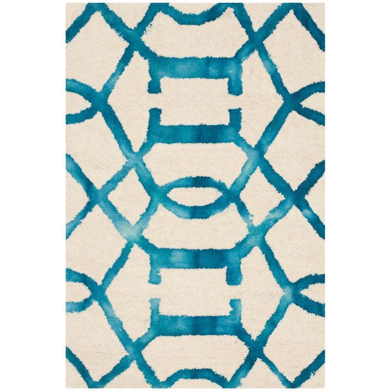 Ivory & Turquoise Woolen Bliss Round Hand-Tufted Rug