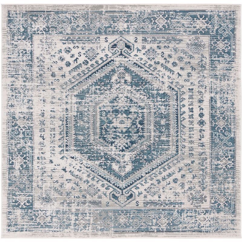 Ivory Hand-knotted Synthetic Square Easy Care Rug