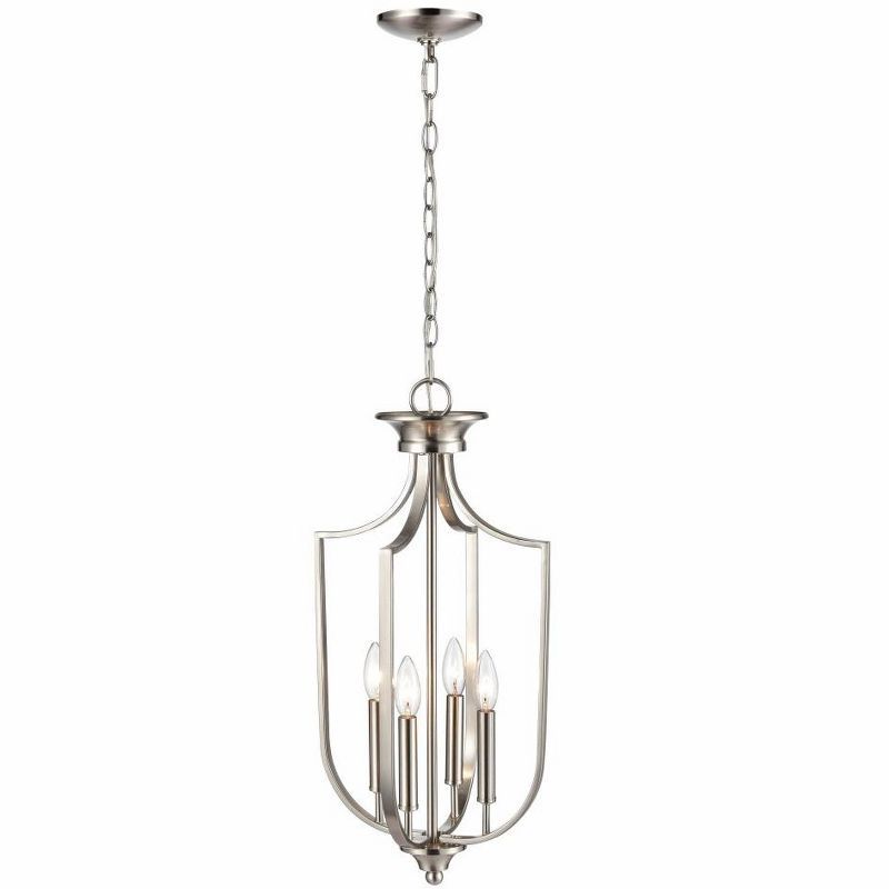 Brushed Nickel 4-Light Glass Pendant for Kitchen Island