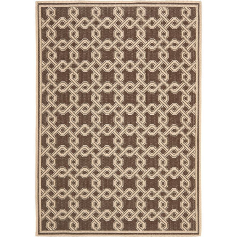 Hand-Knotted Chocolate and Cream Rectangular Viscose Rug