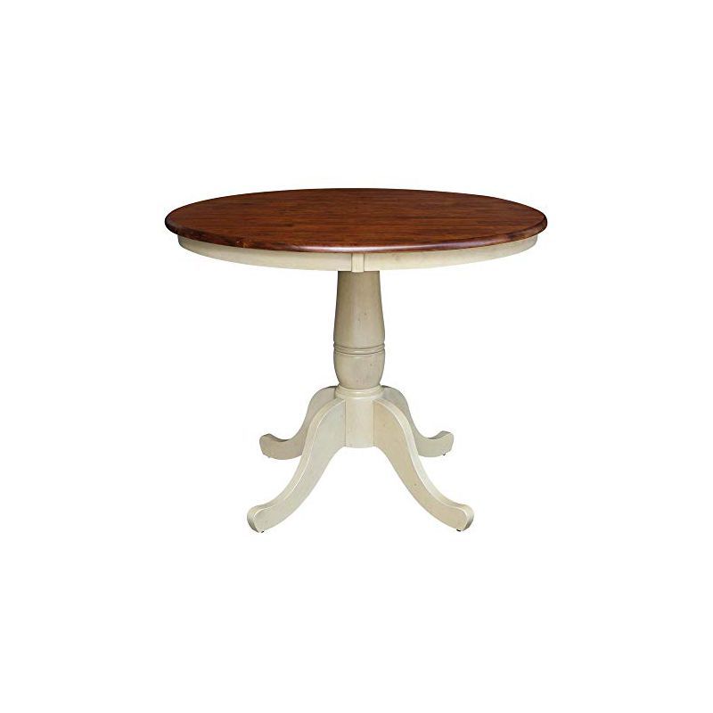 36'' Round Espresso and Almond Wood Pedestal Dining Table