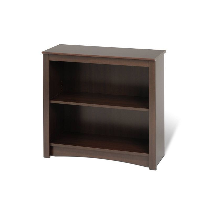 Espresso Rich Adjustable 2-Shelf Wooden Bookcase