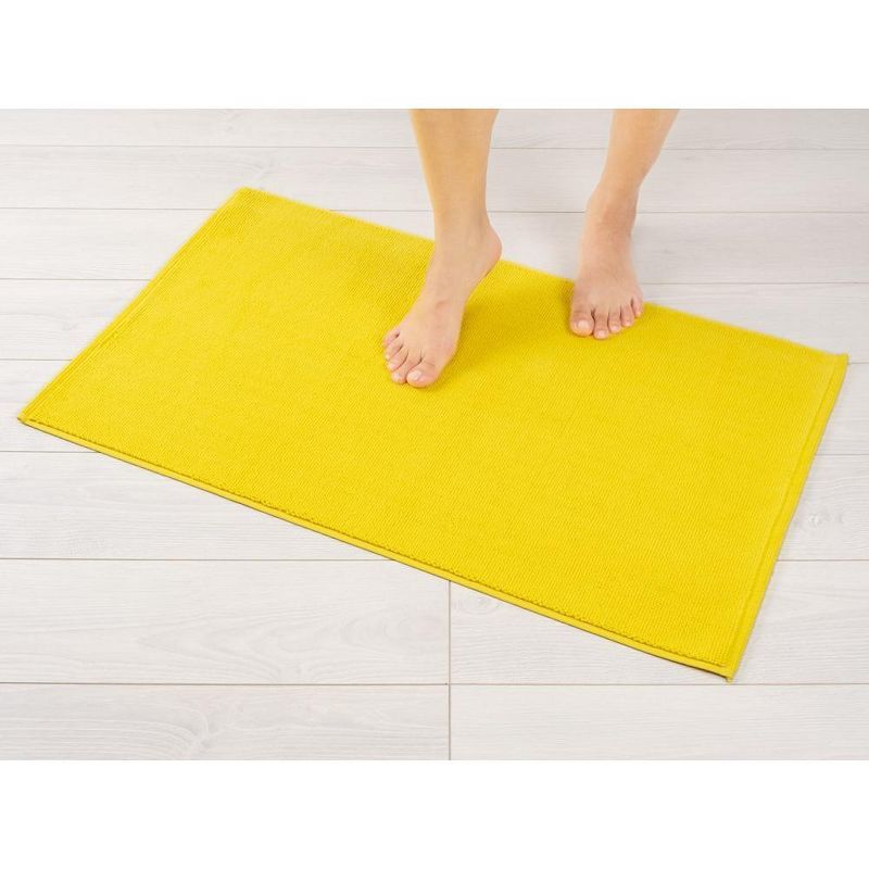 Yellow Cotton Non-Slip Absorbent Bath Mat Rug, 20x34 inches