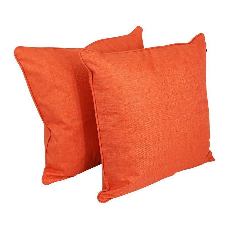 25-inch Tangerine Double-Corded Spun Polyester Square Floor Pillows, Set of 2