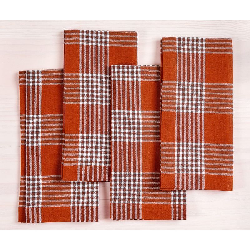 Nutmeg Glen Check Linen Dinner Napkins Set of 4