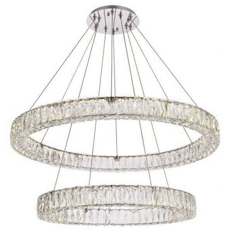 Monroe Chrome Double Ring LED Chandelier with Clear Crystals