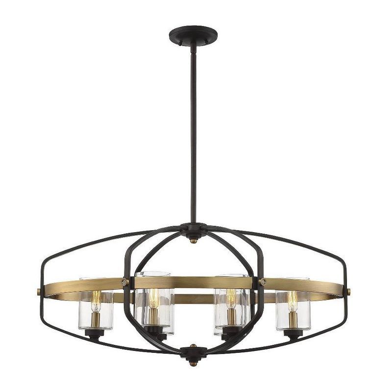 Kirkland 6-Light English Bronze and Brass Linear Chandelier