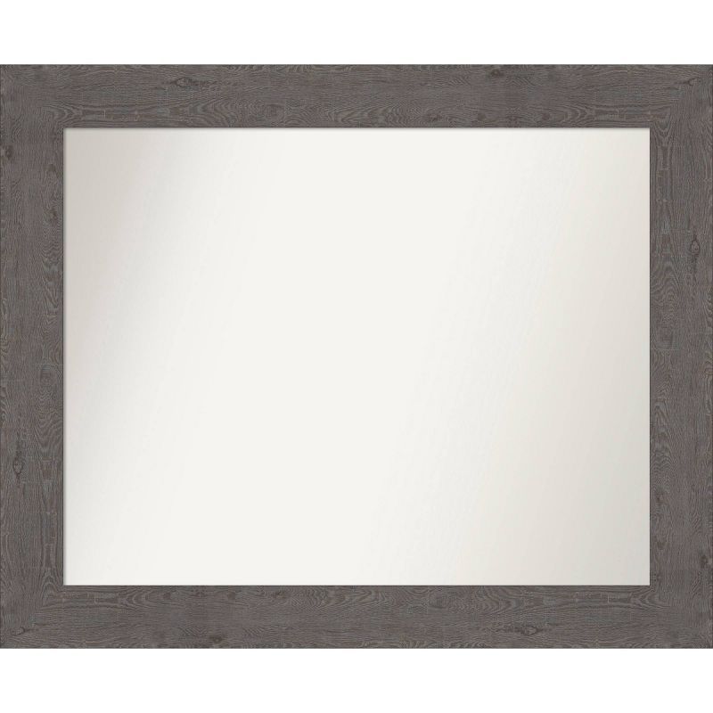 34" x 28" Rustic Gray Wood Bathroom Vanity Mirror