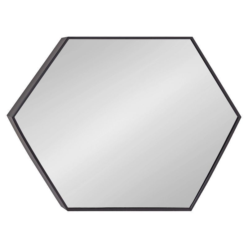 Rhodes Black Hexagon Wall Mirror with Sleek Frame, 22" x 31"