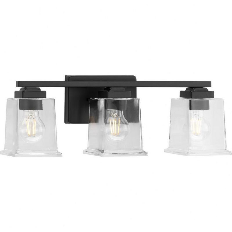 Gilmour Matte Black 3-Light Vanity with Clear Glass Shades