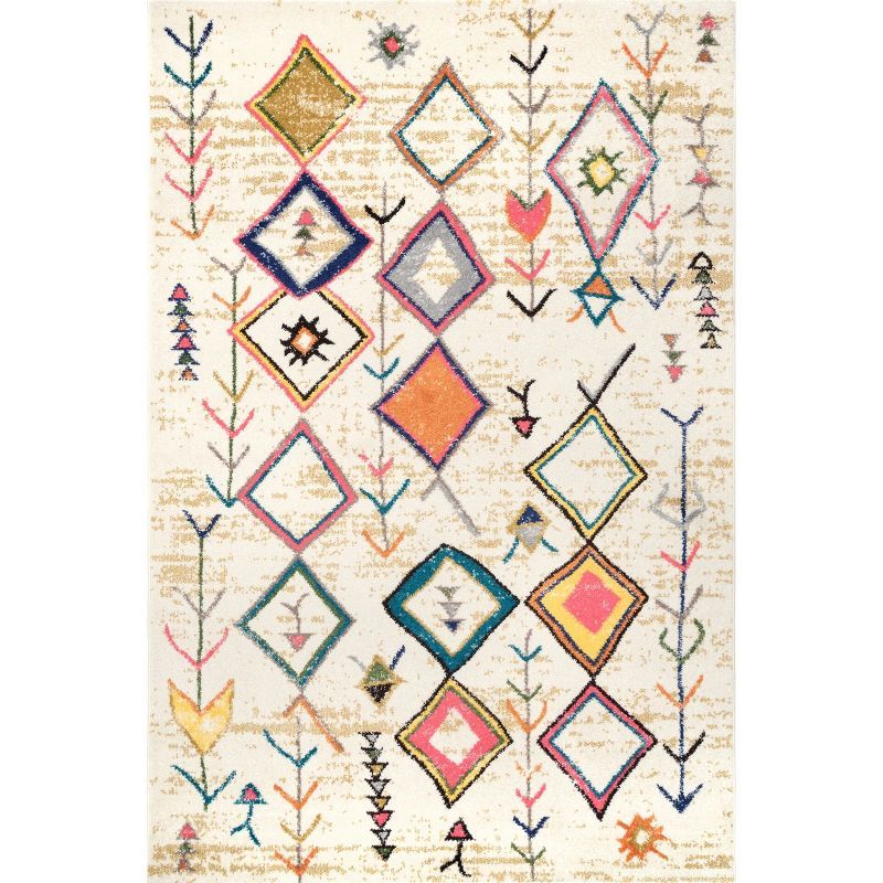 Reversible Moroccan-Inspired 4' x 6' Multicolor Synthetic Rug