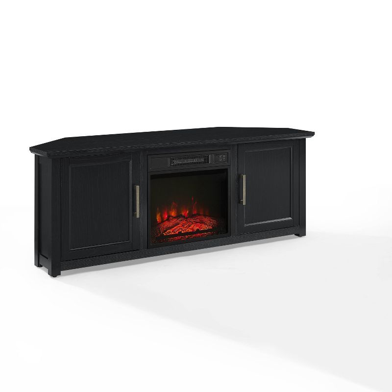 Camden Black Corner TV Stand with Fireplace