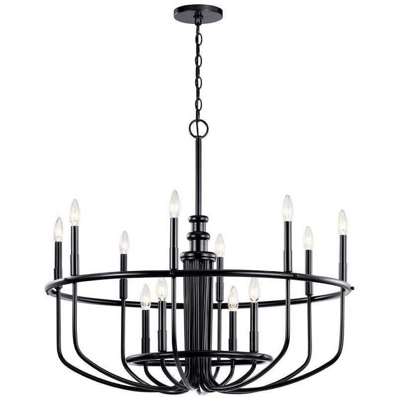 Capitol Hill 30.75" Black Modern 12-Light Chandelier