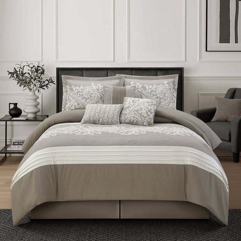 California King Taupe Microfiber 7-Piece Comforter Set