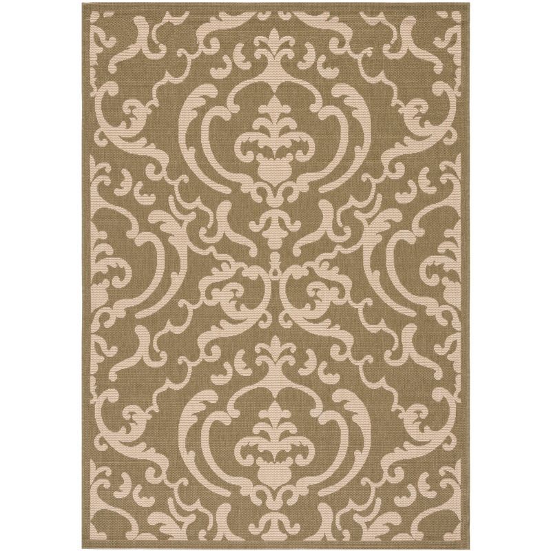 Olive and Natural Rectangular Stain-Resistant Indoor/Outdoor Rug