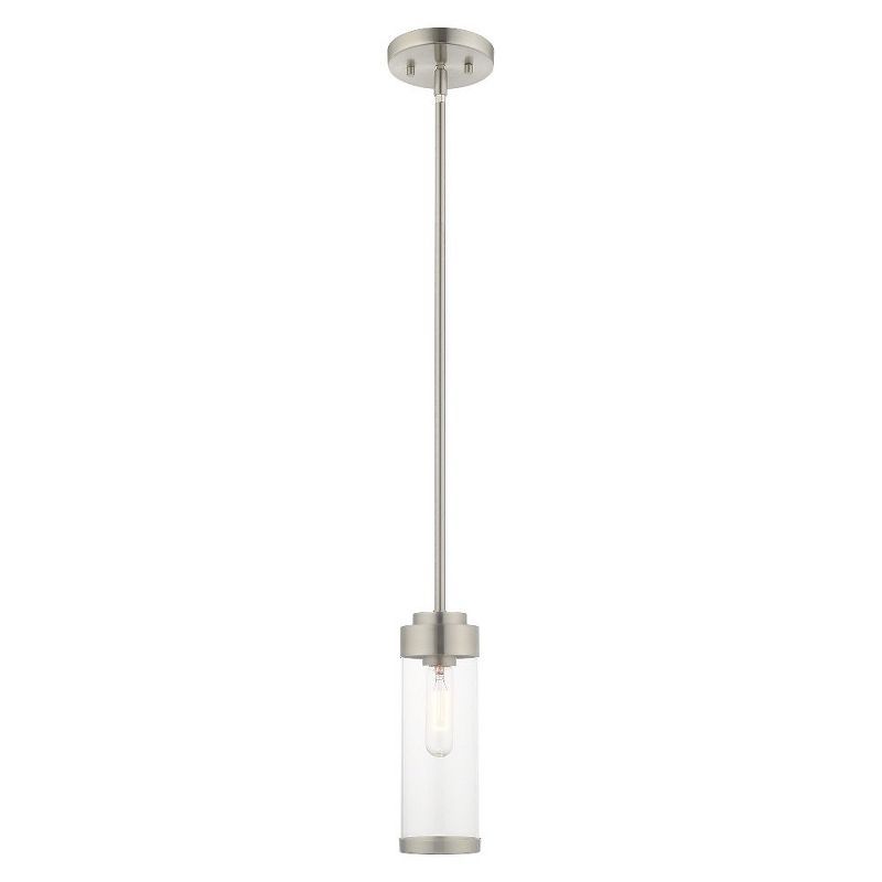 Brushed Nickel Mini Pendant with Clear Glass Shade