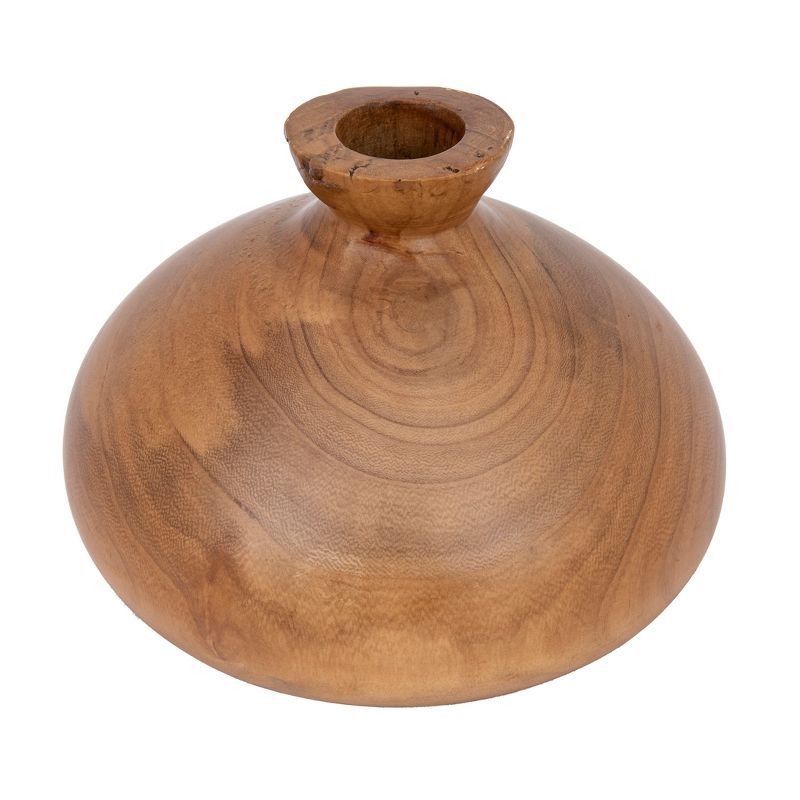 Small Walnut Finish Paulownia Wood Decorative Vase