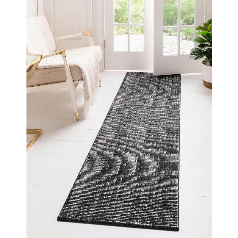 Earl Grey Hand-Knotted Wool Runner Rug with Ivory Accents