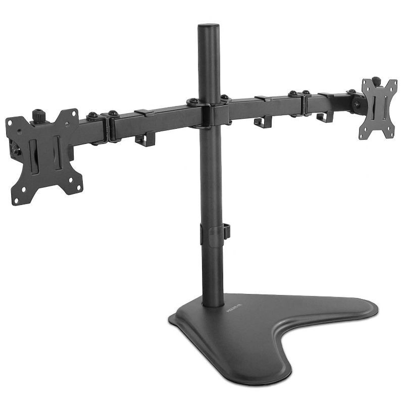 Black Dual Monitor Desk Stand with Adjustable Arms