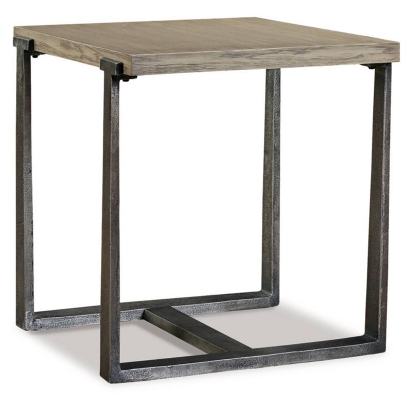 Contemporary Dalenville 22" Black and Gray Metal-Trimmed Wood End Table