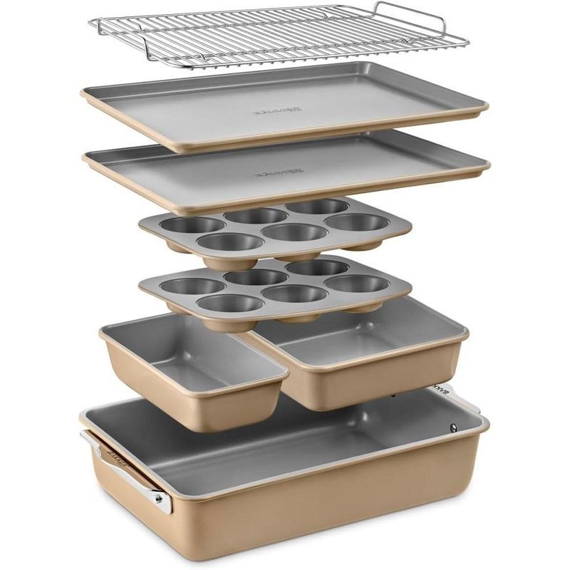 Bakken 8-Piece Gold and Gray Ceramic Non-Stick Bakeware Set