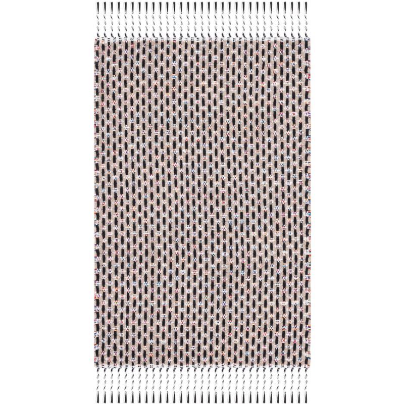 Montauk Beige and Black Flat Woven Cotton Area Rug