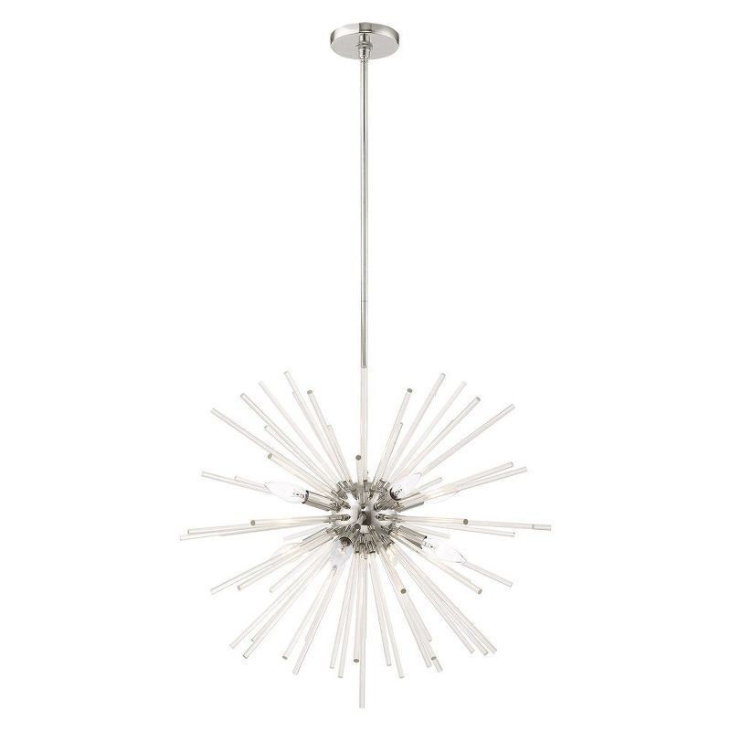 Polished Chrome and Clear Crystal 8-Light Pendant Chandelier