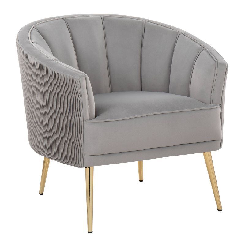 Tania Silver and Gold Velvet Barrel Accent Chair