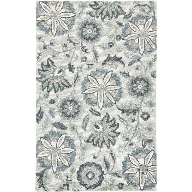 Handmade Country Casual Blue Wool Tufted Area Rug, 8' x 10'