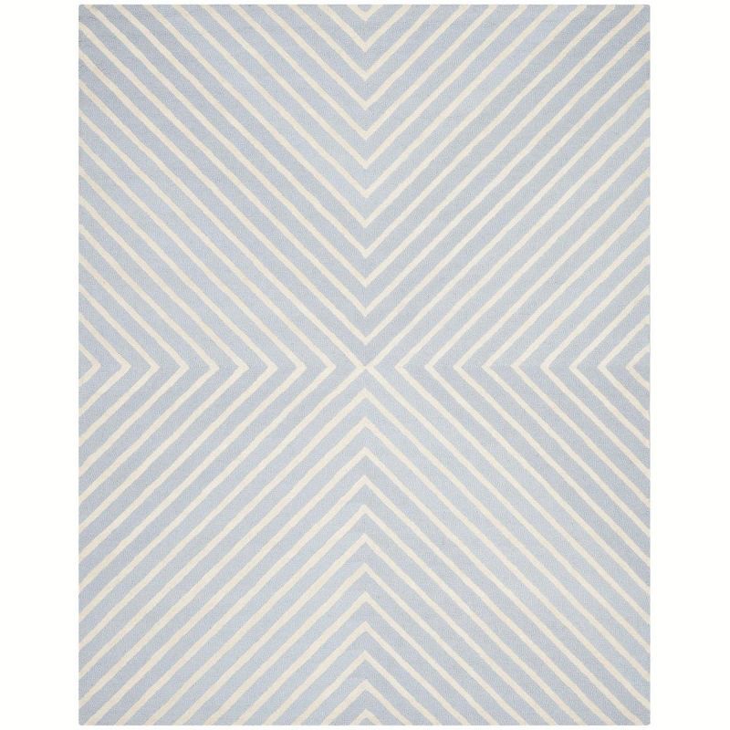 Elegant Light Blue and Ivory Hand-Tufted Wool Area Rug, 8' x 10'