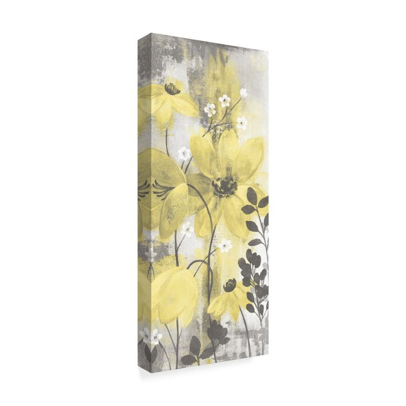 Yellow and Gray Floral Symphony Canvas Art, 19" x 8"