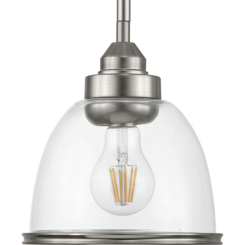 Saluda Mini Pendant Light with Clear Glass Shade in Brushed Nickel