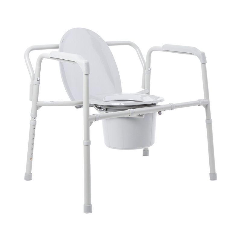 McKesson Heavy-Duty White Steel Folding Bariatric Commode Chair